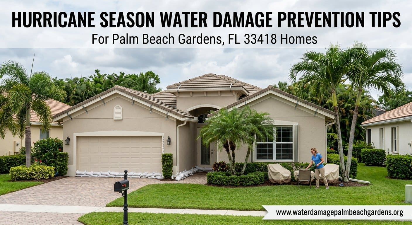 Hurricane season water damage prevention tips for Palm Beach Gardens FL 33418 homes
